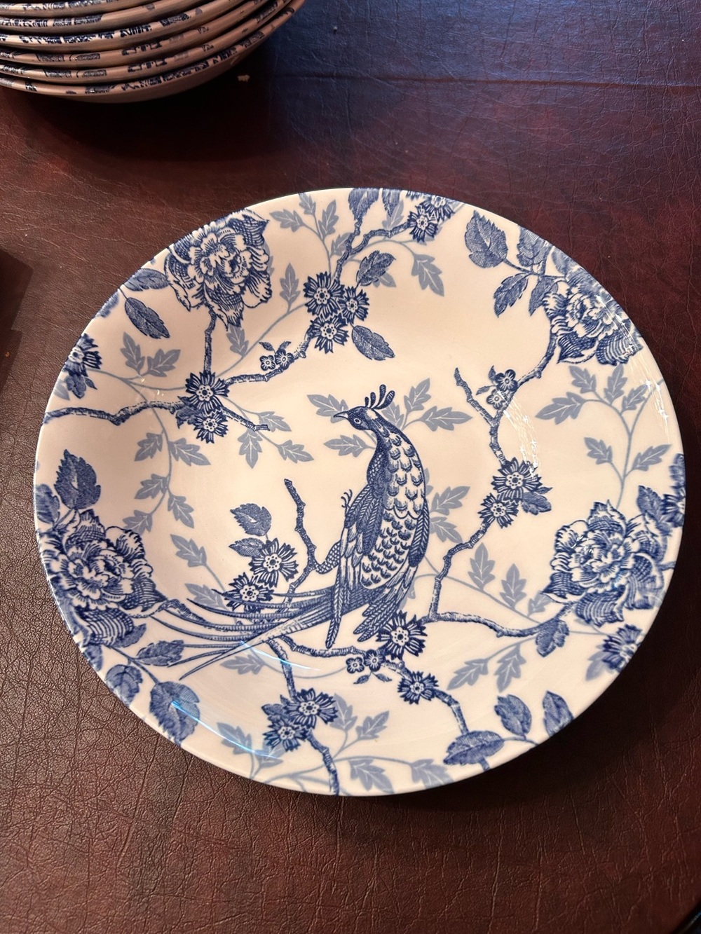 Royal Wessex Set of 3 Blue & White Peacock Floral Soup Bowls